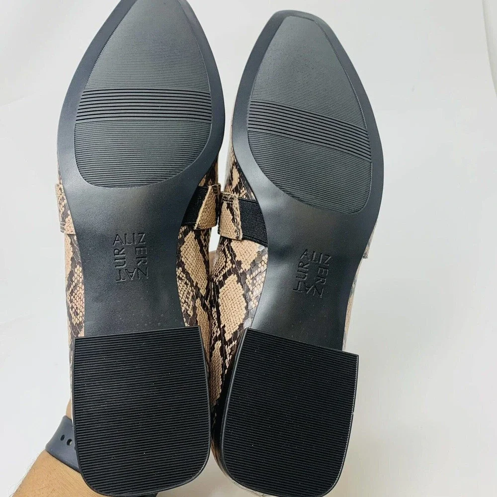 New Naturalizer Womans Sz 6.5M Shoes Cicero Nude Snake Leather Block Heel‎ NWT